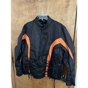 Vance Leathers Black Orange Motorcycle Jacket Size XL Removable Lining Biker